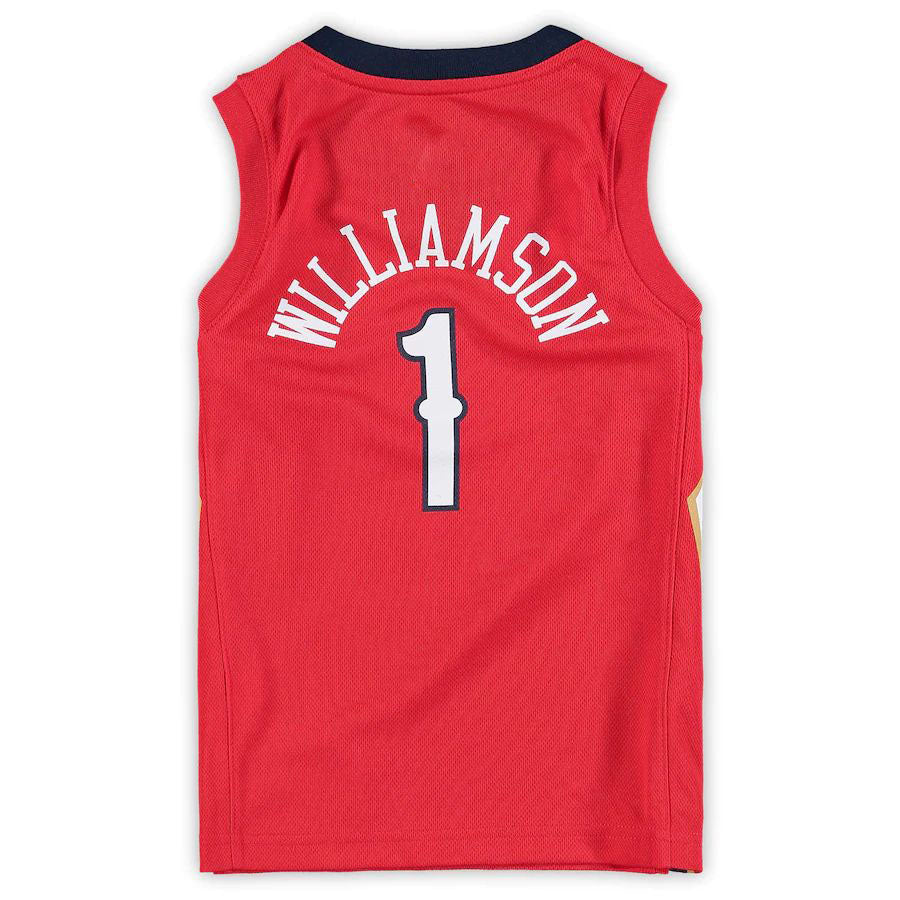 NO.Pelicans #1 Zion Williamson Jordan Brand Preschool 2020-21 Fast Break Replica Jersey Statement Edition Red Statement Edition Stitched American Basketball Jersey - Main View