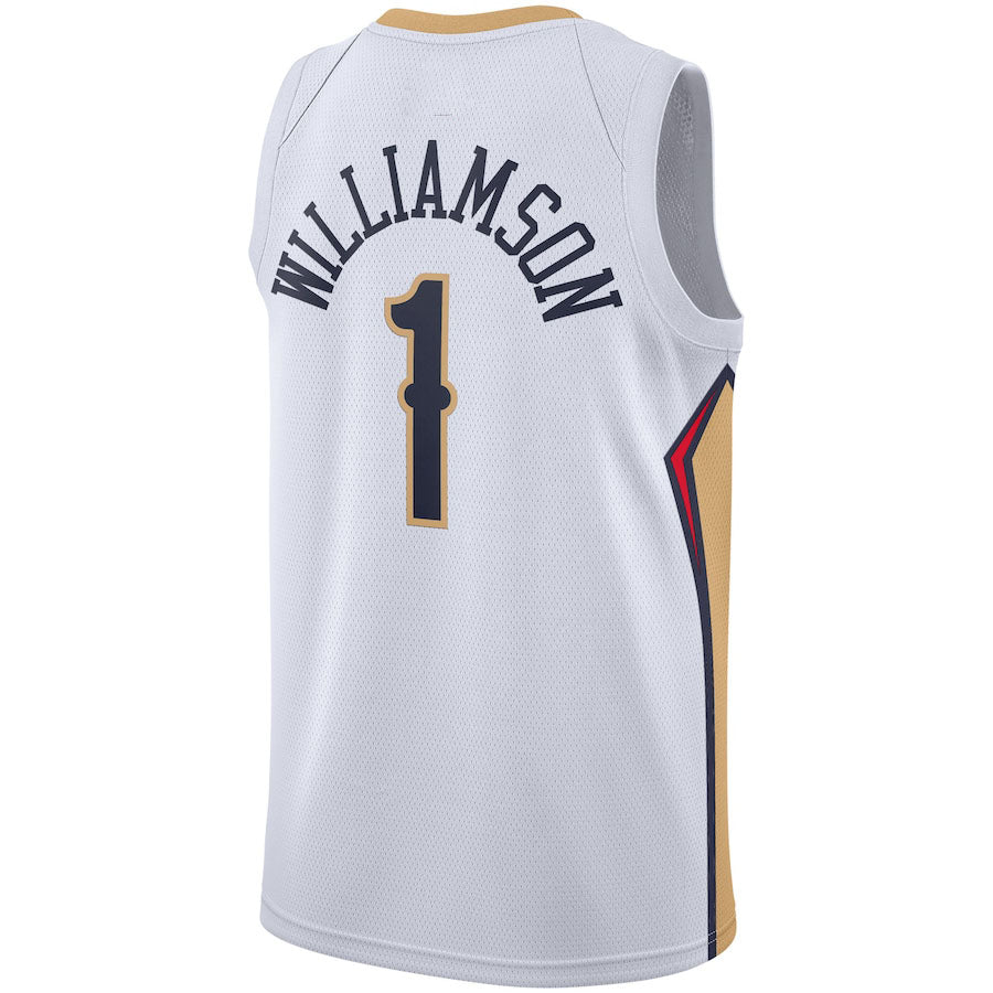 NO.Pelicans #1 Zion Williamson 2019-2020 Swingman Jersey Association Edition  White Stitched American Basketball Jersey - Main View