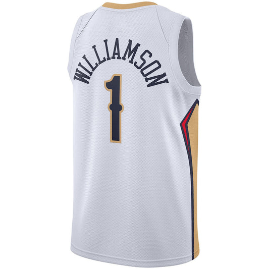 NO.Pelicans #1 Zion Williamson 2019-2020 Swingman Jersey Association Edition  White Stitched American Basketball Jersey - Main View