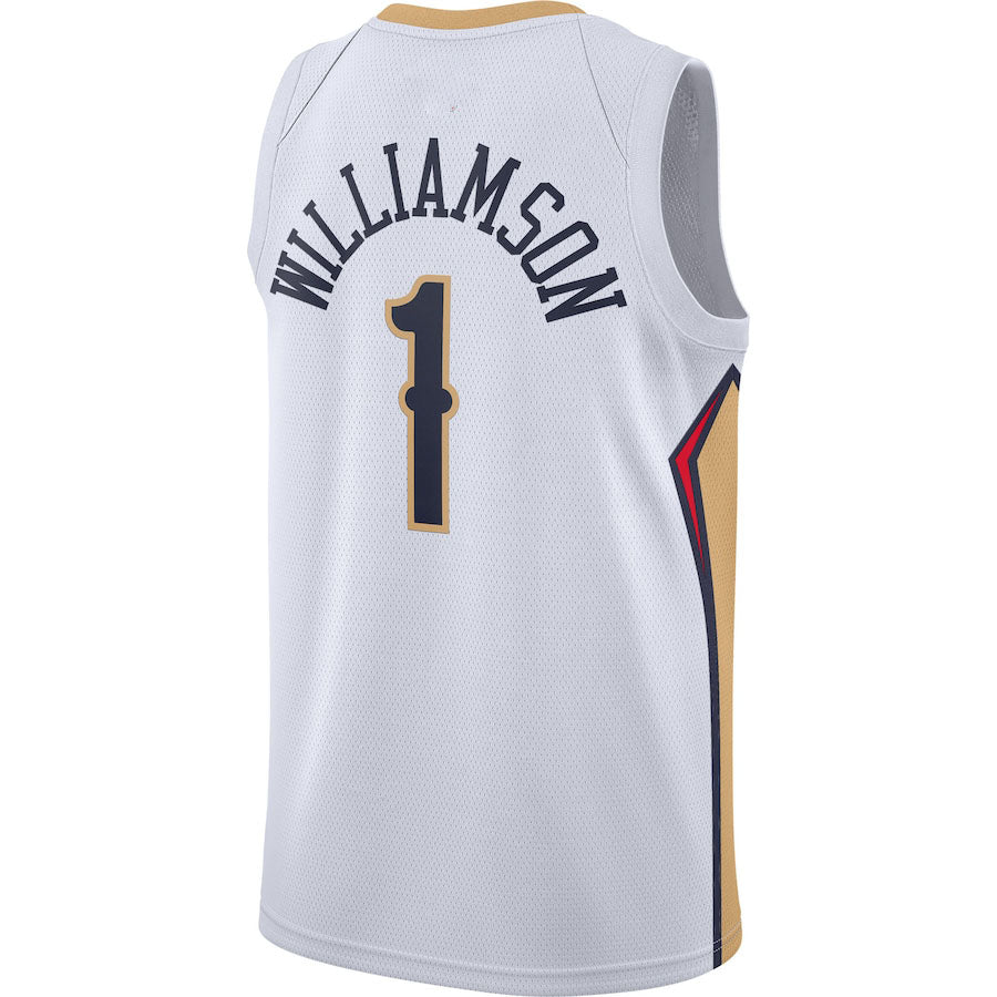 NO.Pelicans #1 Zion Williamson 2020-21 Swingman Jersey Association Edition White Stitched American Basketball Jersey - Main View