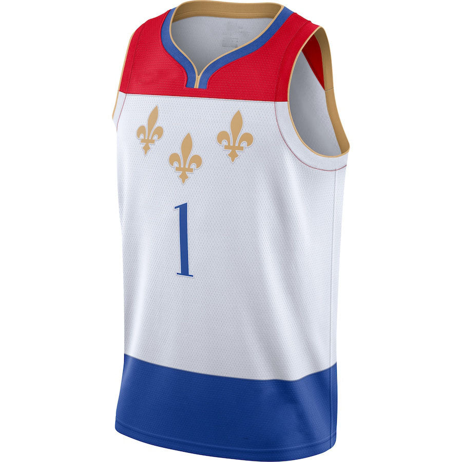 NO.Pelicans #1 Zion Williamson 2020-21 Swingman Jersey City Edition White Stitched American Basketball Jersey - Main View