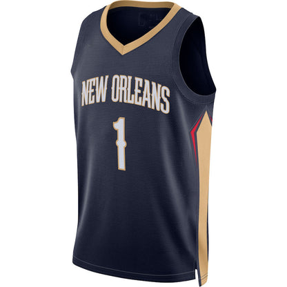 NO.Pelicans #1 Zion Williamson 2021-22 Diamond Swingman Jersey Icon Edition Navy Stitched American Basketball Jersey - Main View