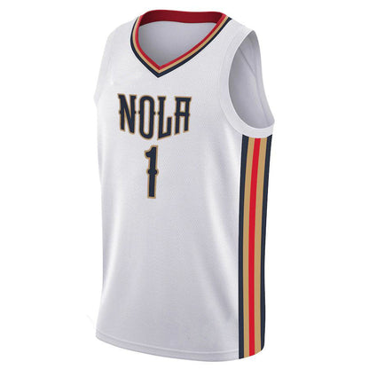 NO.Pelicans #1 Zion Williamson 2021-22 Swingman Jersey City Edition  White Stitched American Basketball Jersey - Main View
