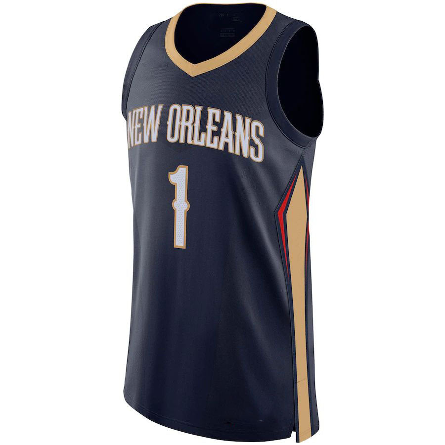 NO.Pelicans #1 Zion Williamson Authentic Player Jersey Icon Edition Navy Stitched American Basketball Jersey - Main View