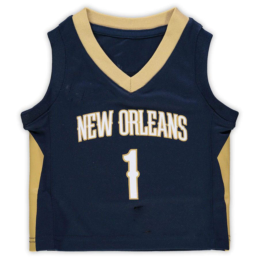 NO.Pelicans #1 Zion Williamson Infant Replica Jersey Icon Edition Navy Stitched American Basketball Jersey - Main View