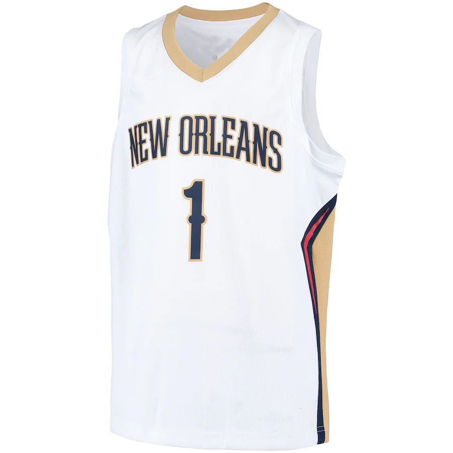 NO.Pelicans #1 Zion Williamson Swingman Player Jersey Association Edition White Stitched American Basketball Jersey - Main View