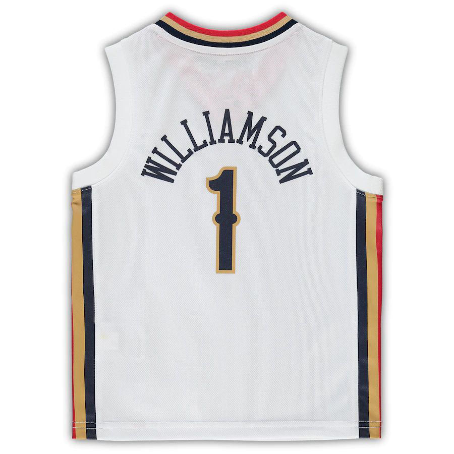 NO.Pelicans #1 Zion Williamson Preschool Logo 2021-22 City Edition Replica Jersey White Stitched American Basketball Jersey - Main View