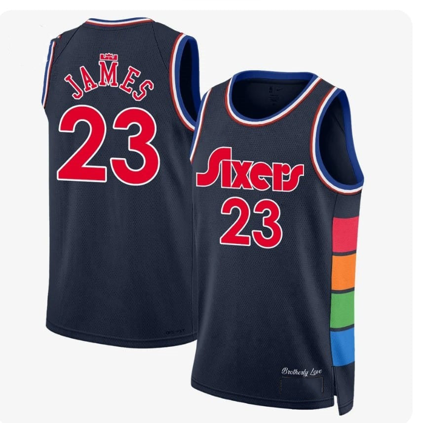 PH.76ers #23 LeBron James Black Swingman Jersey - Icon Edition Stitched American Basketball Jersey - Main View