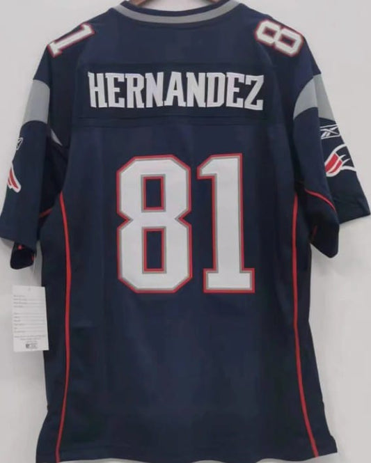 NE.Patriots #81 Aaron Hernandez Vintage Navy Game Player Jersey Stitched American Football Jerseys - Main View