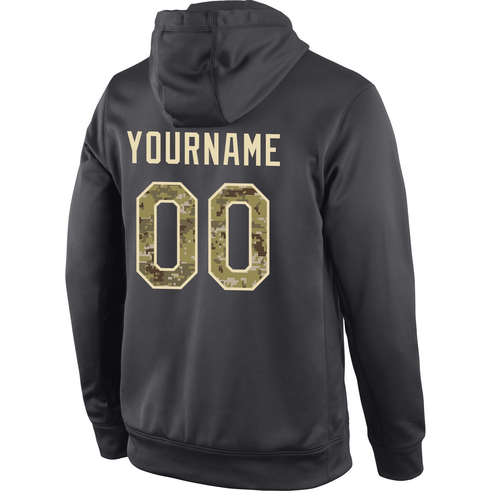 Custom Stitched Anthracite Camo-Cream Sports Pullover Sweatshirt Hoodie view 3