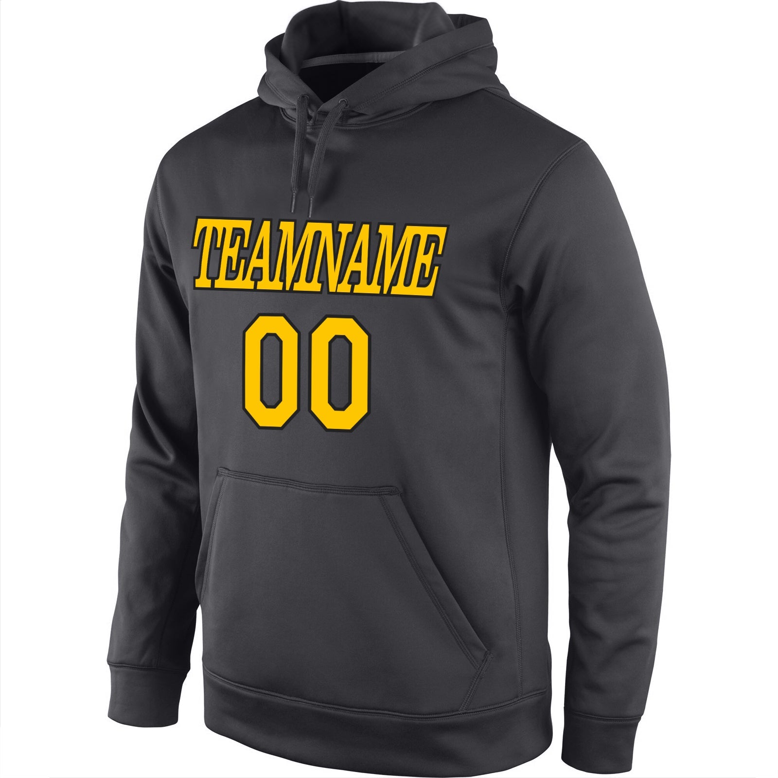 Custom Stitched Anthracite Gold-Black Sports Pullover Sweatshirt Hoodie view 2