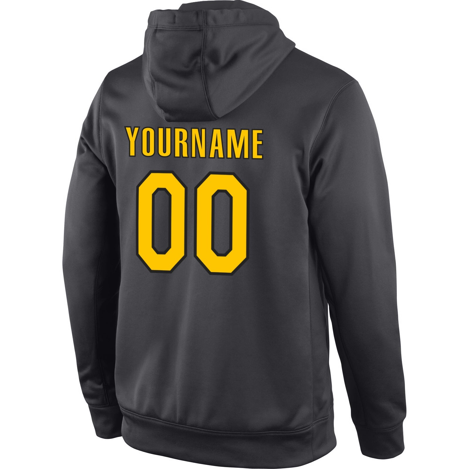 Custom Stitched Anthracite Gold-Black Sports Pullover Sweatshirt Hoodie view 3
