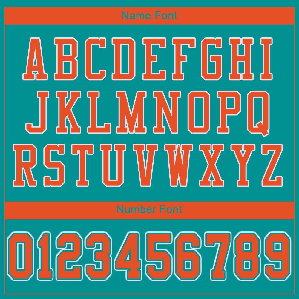 Custom Aqua Orange-White Mesh Authentic Football Jersey view 5