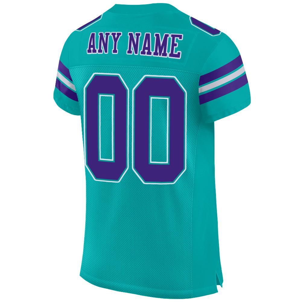 Custom Aqua Purple-White Mesh Authentic Football Jersey view 3