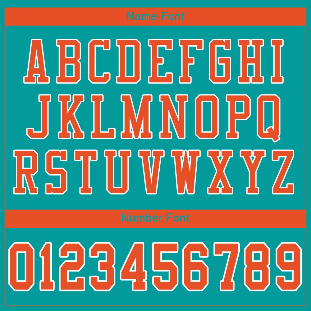 Custom Aqua Orange-White Mesh Authentic Football Jersey view 5