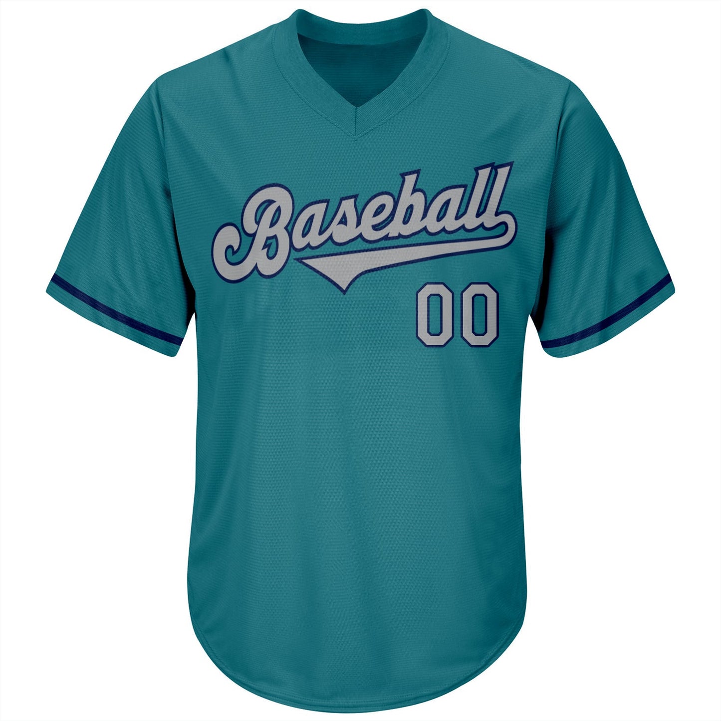 Custom Aqua Gray-Navy Authentic Throwback Rib-Knit Baseball Jersey Shirt view 2