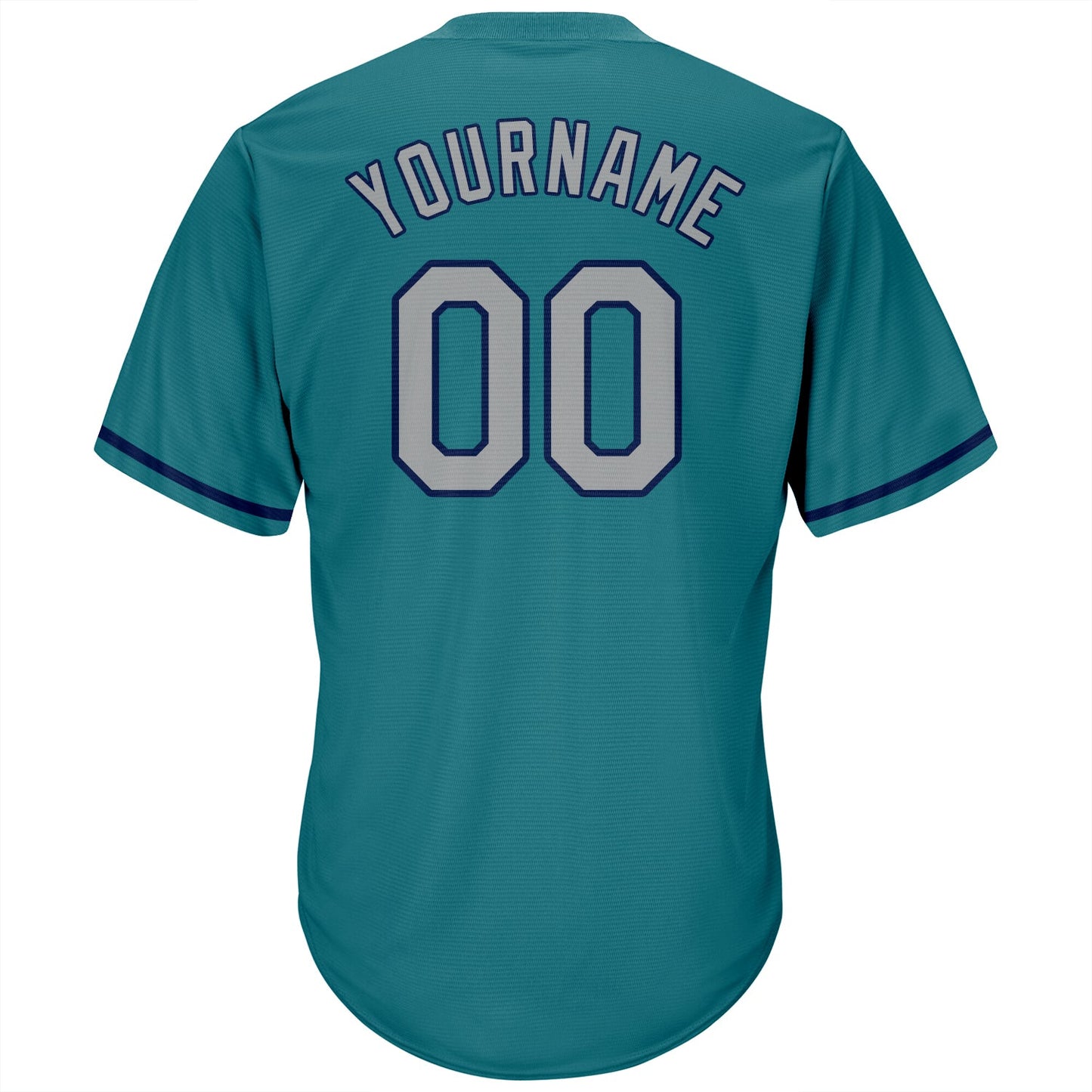 Custom Aqua Gray-Navy Authentic Throwback Rib-Knit Baseball Jersey Shirt view 3