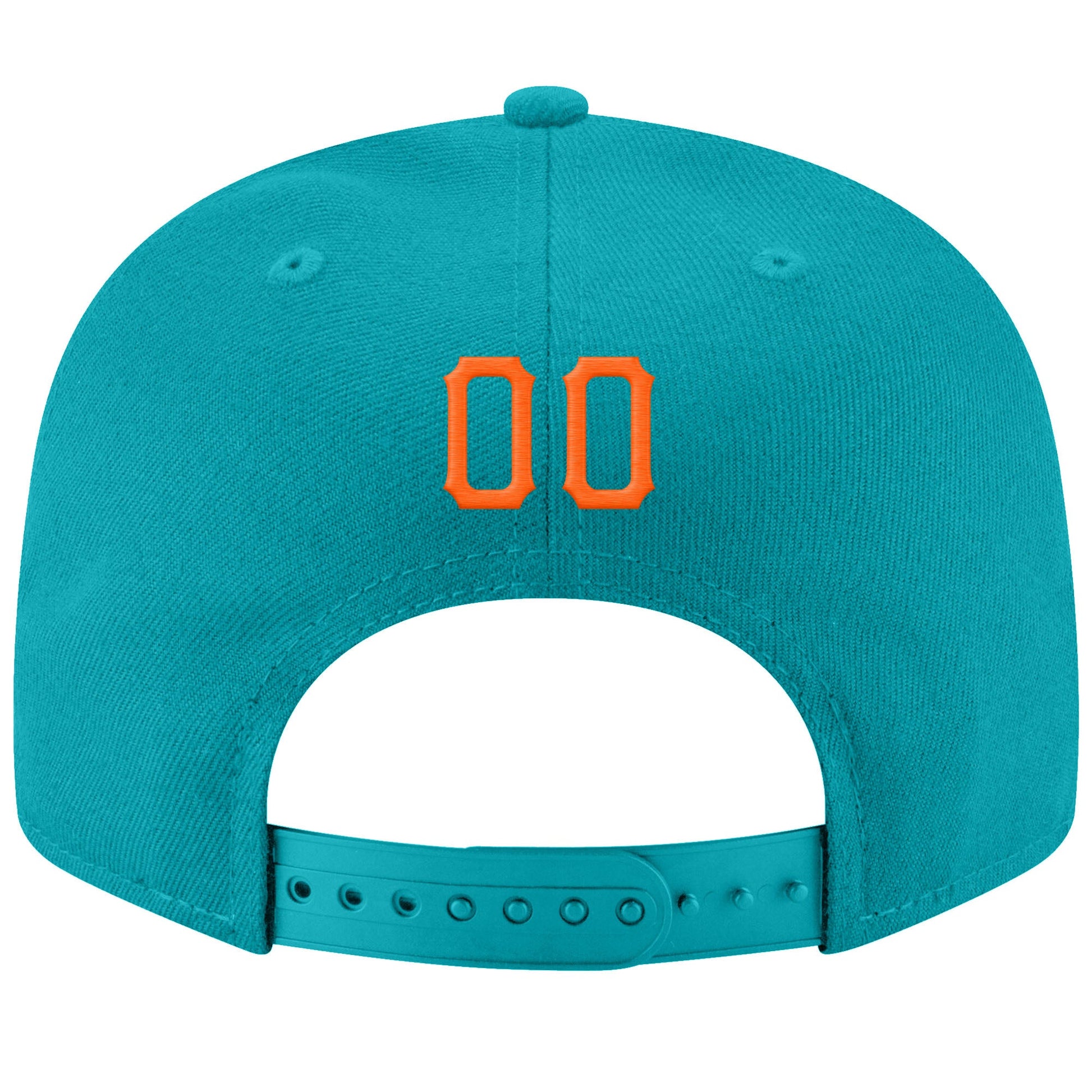 Custom Aqua Orange-White Stitched Adjustable Snapback Hat view 3
