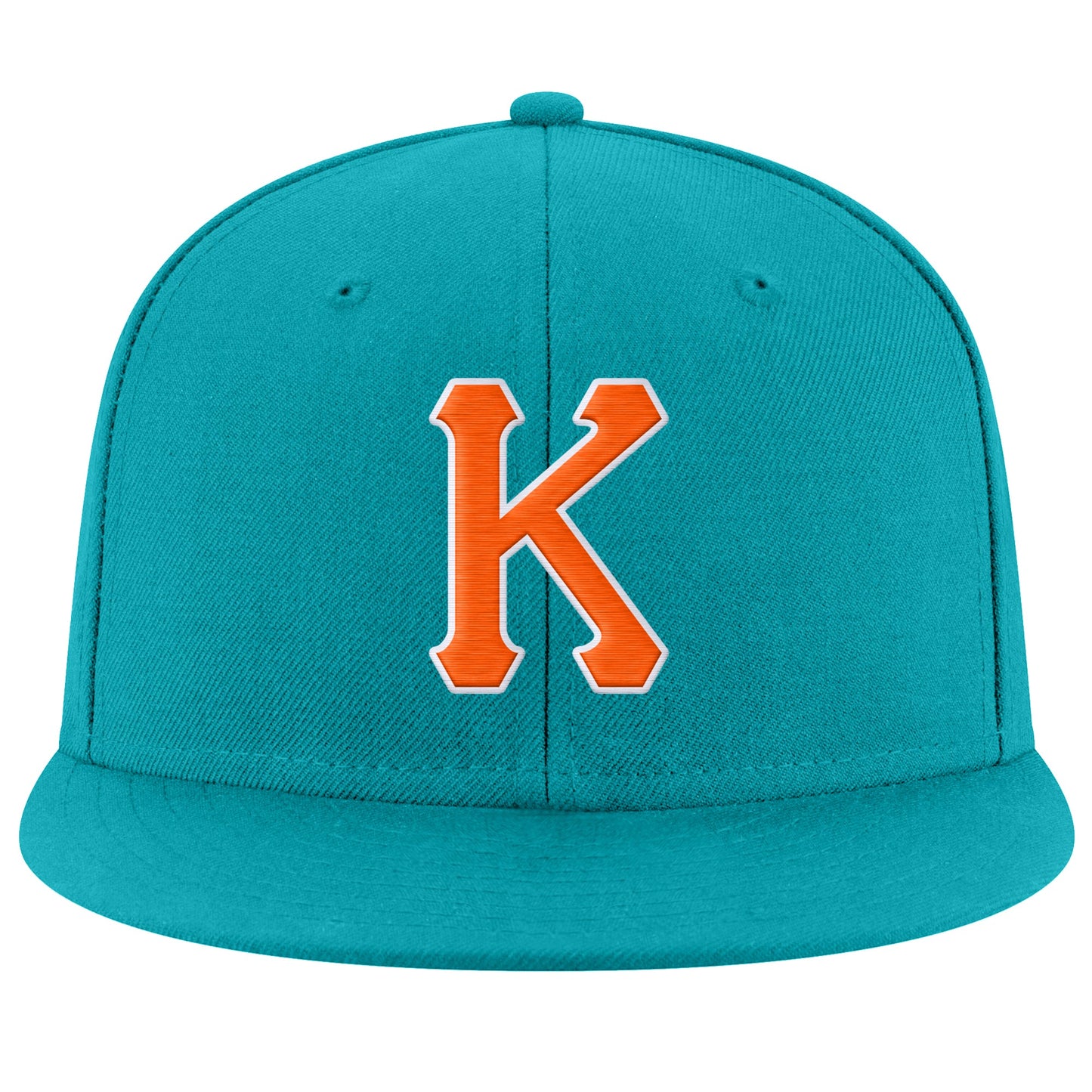 Custom Aqua Orange-White Stitched Adjustable Snapback Hat view 2
