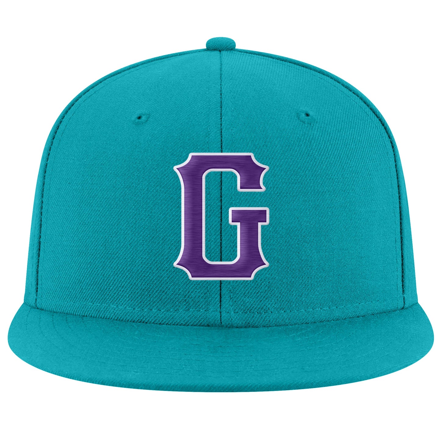 Custom Aqua Purple-White Stitched Adjustable Snapback Hat view 2