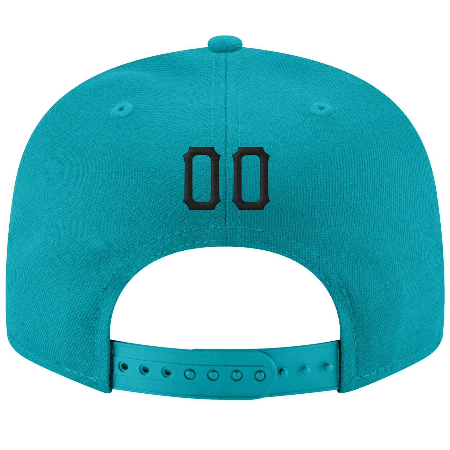 Custom Aqua Black-White Stitched Adjustable Snapback Hat view 3