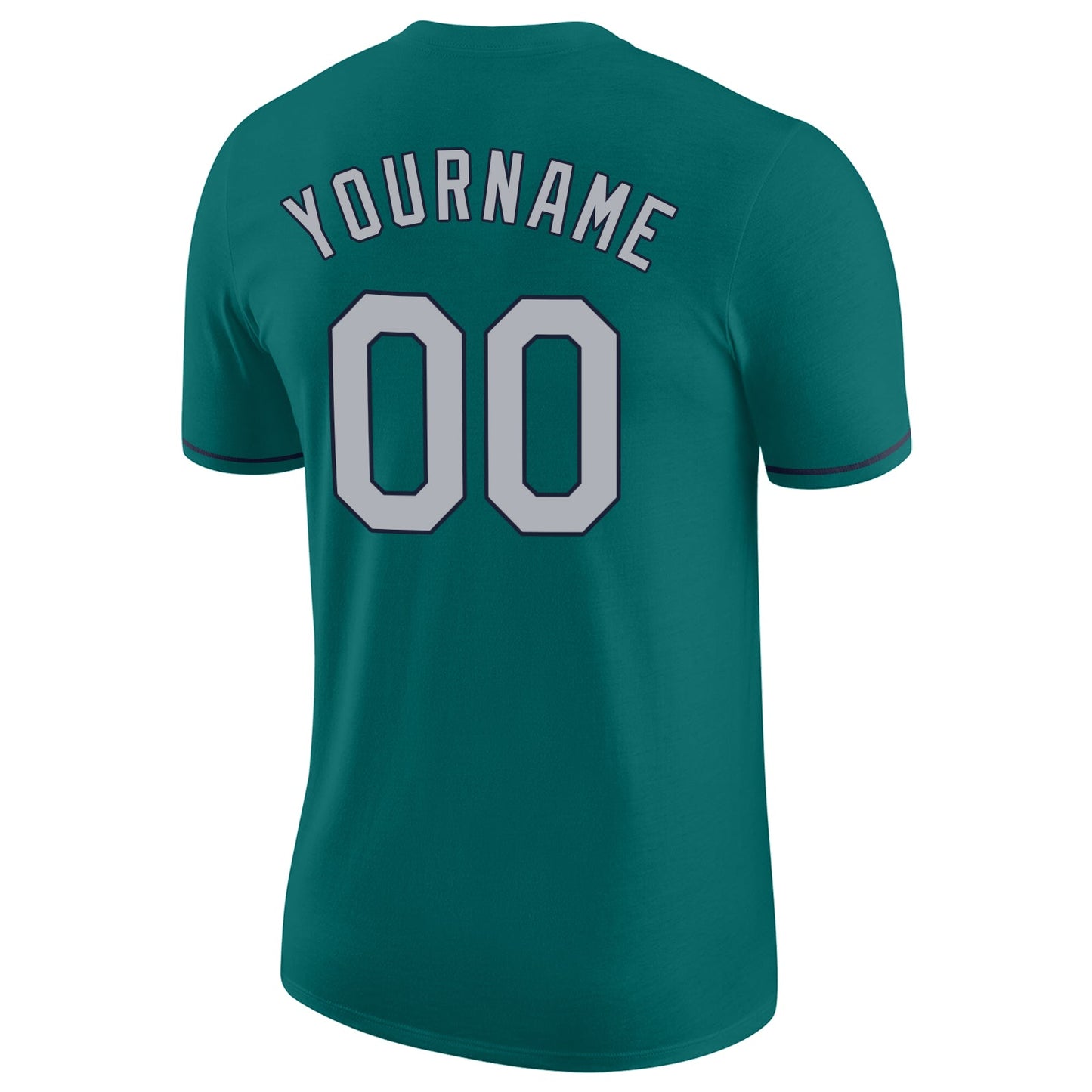 Custom Aqua Gray-Navy Performance T-Shirt view 5