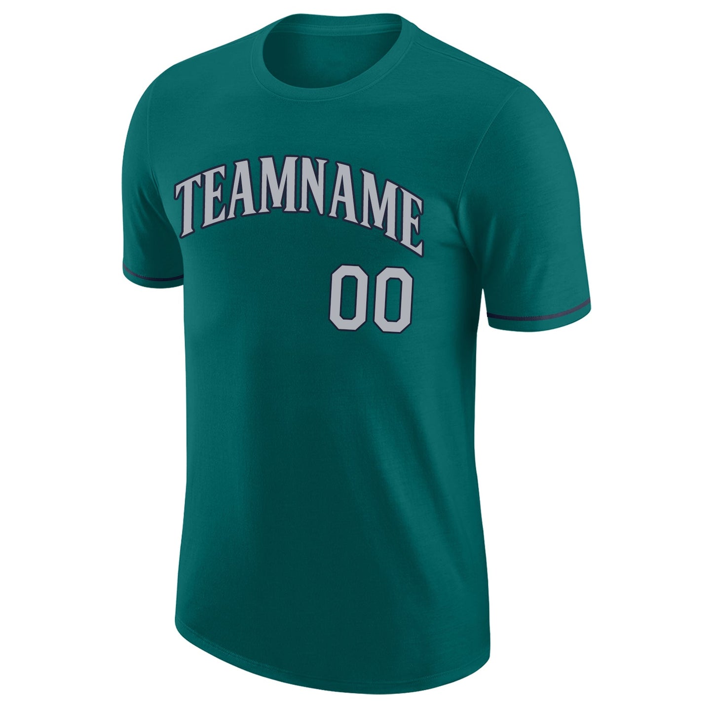 Custom Aqua Gray-Navy Performance T-Shirt view 6