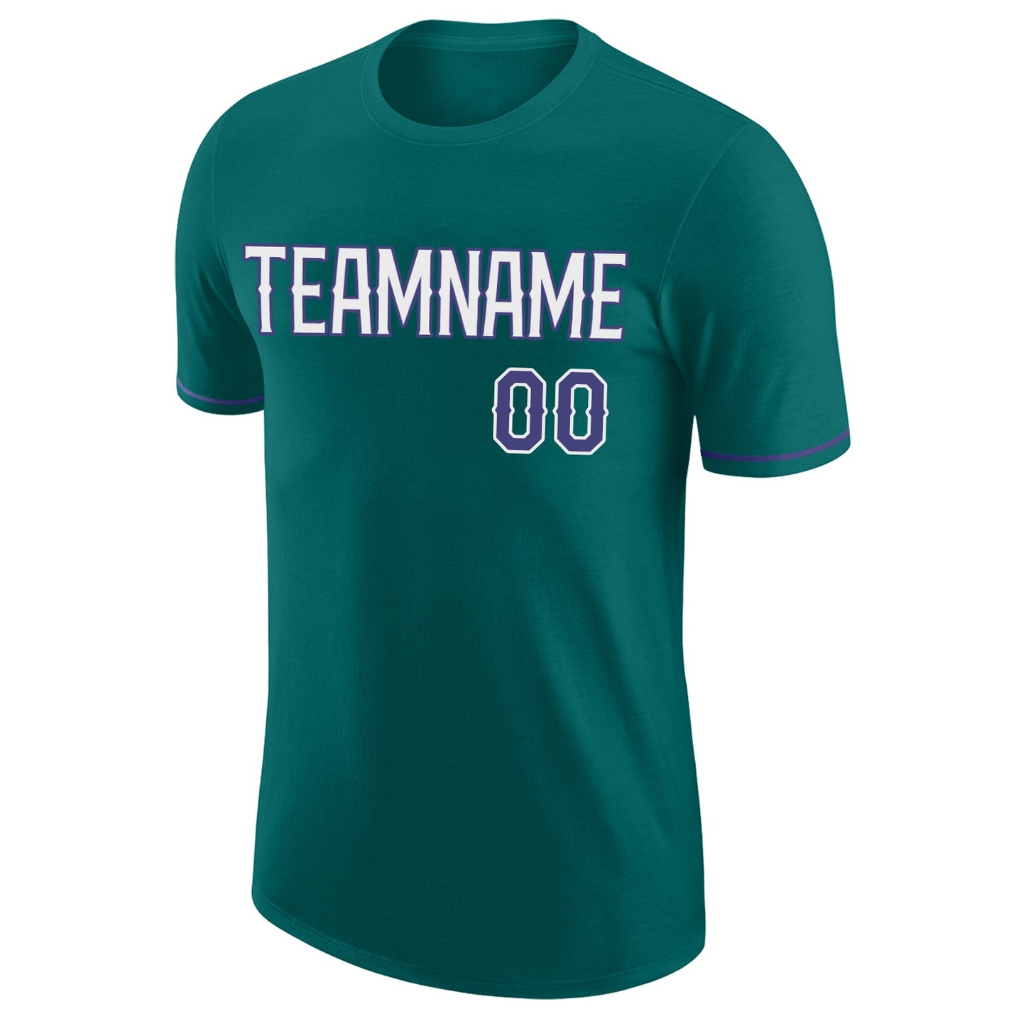 Custom Aqua Purple-White Performance T-Shirt view 5