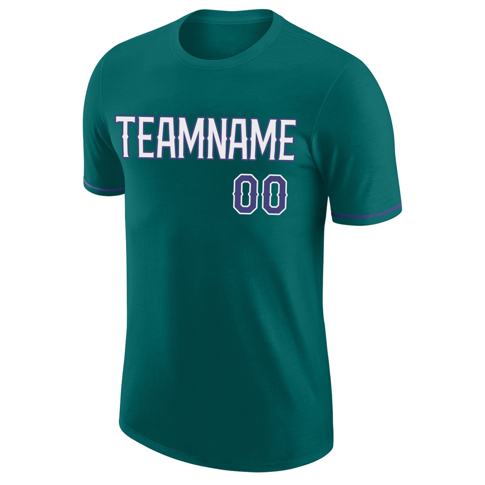 Custom Aqua Purple-White Performance T-Shirt view 5