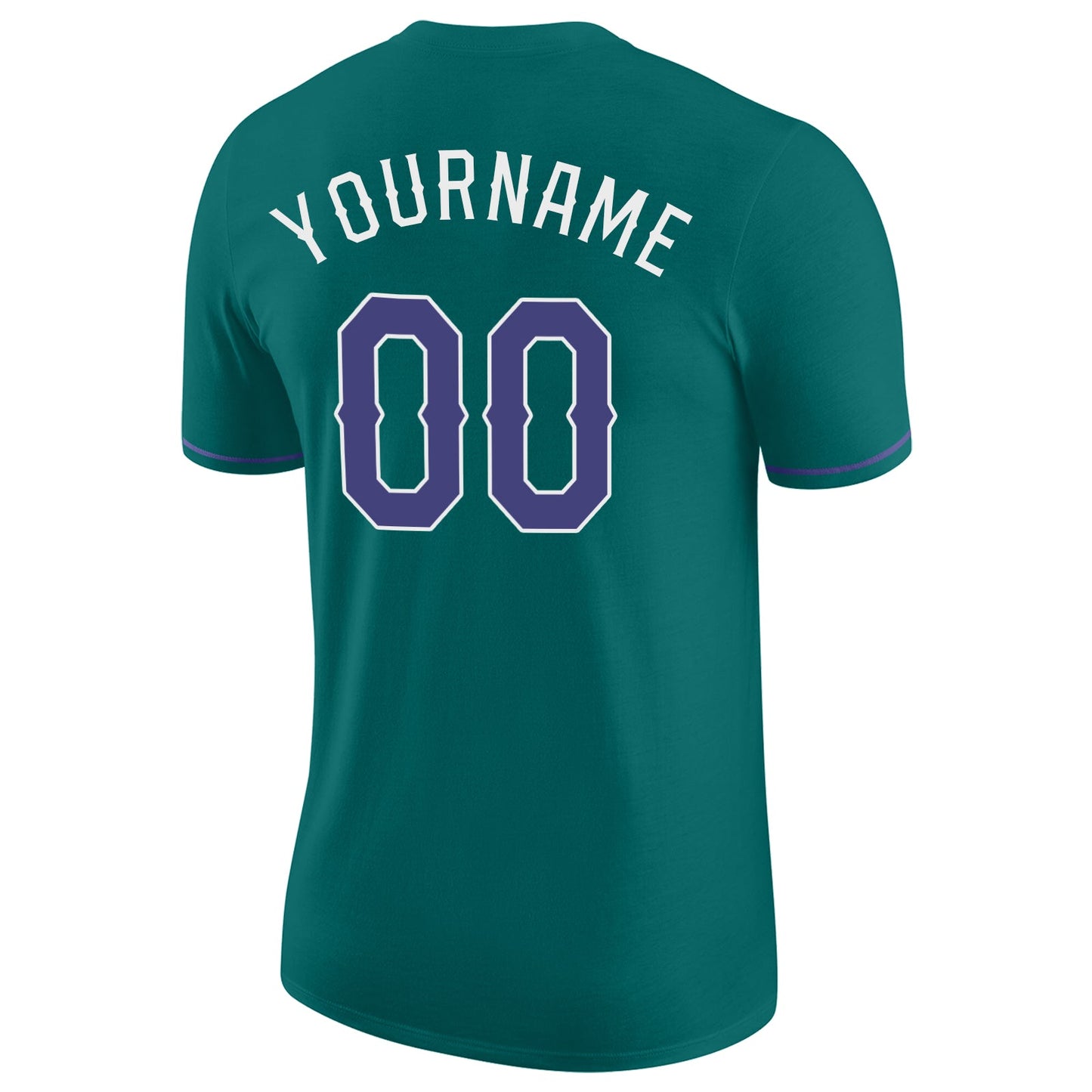 Custom Aqua Purple-White Performance T-Shirt view 6