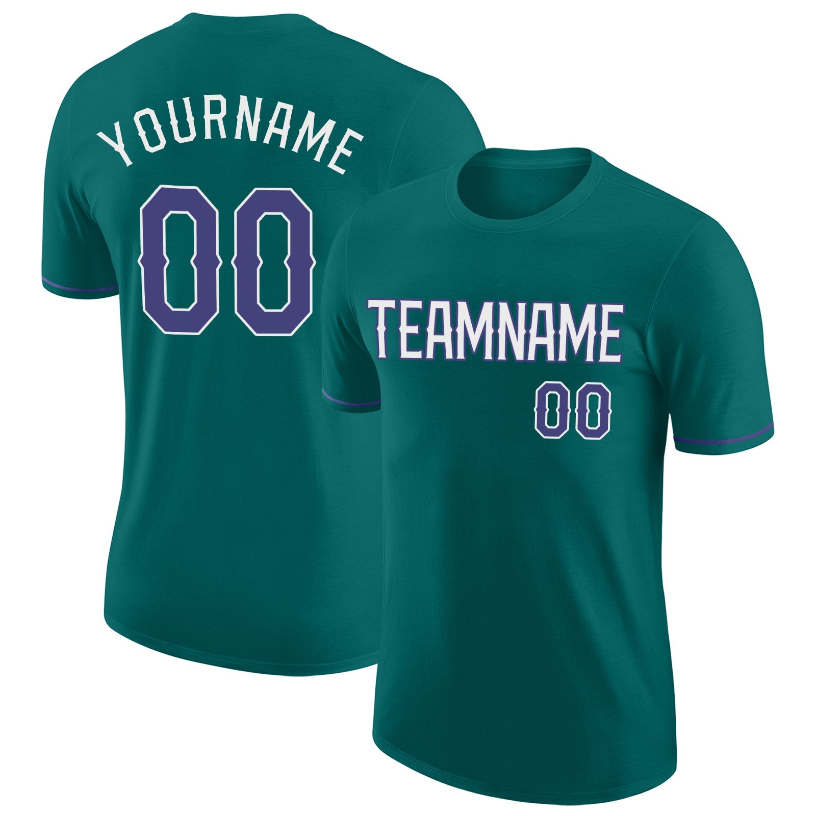 Custom Aqua Purple-White Performance T-Shirt - Main View