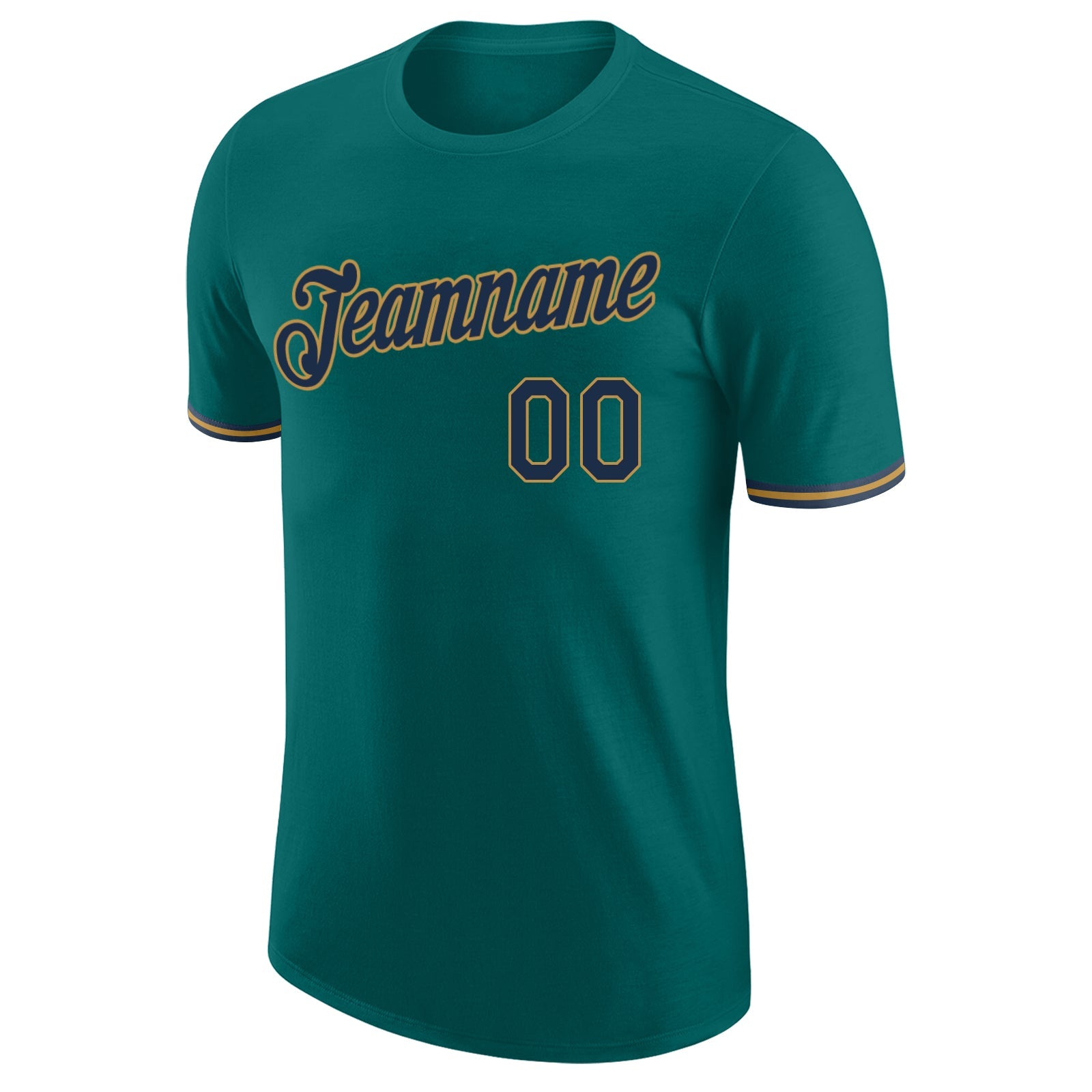 Custom Aqua Navy-Old Gold Performance T-Shirt view 5