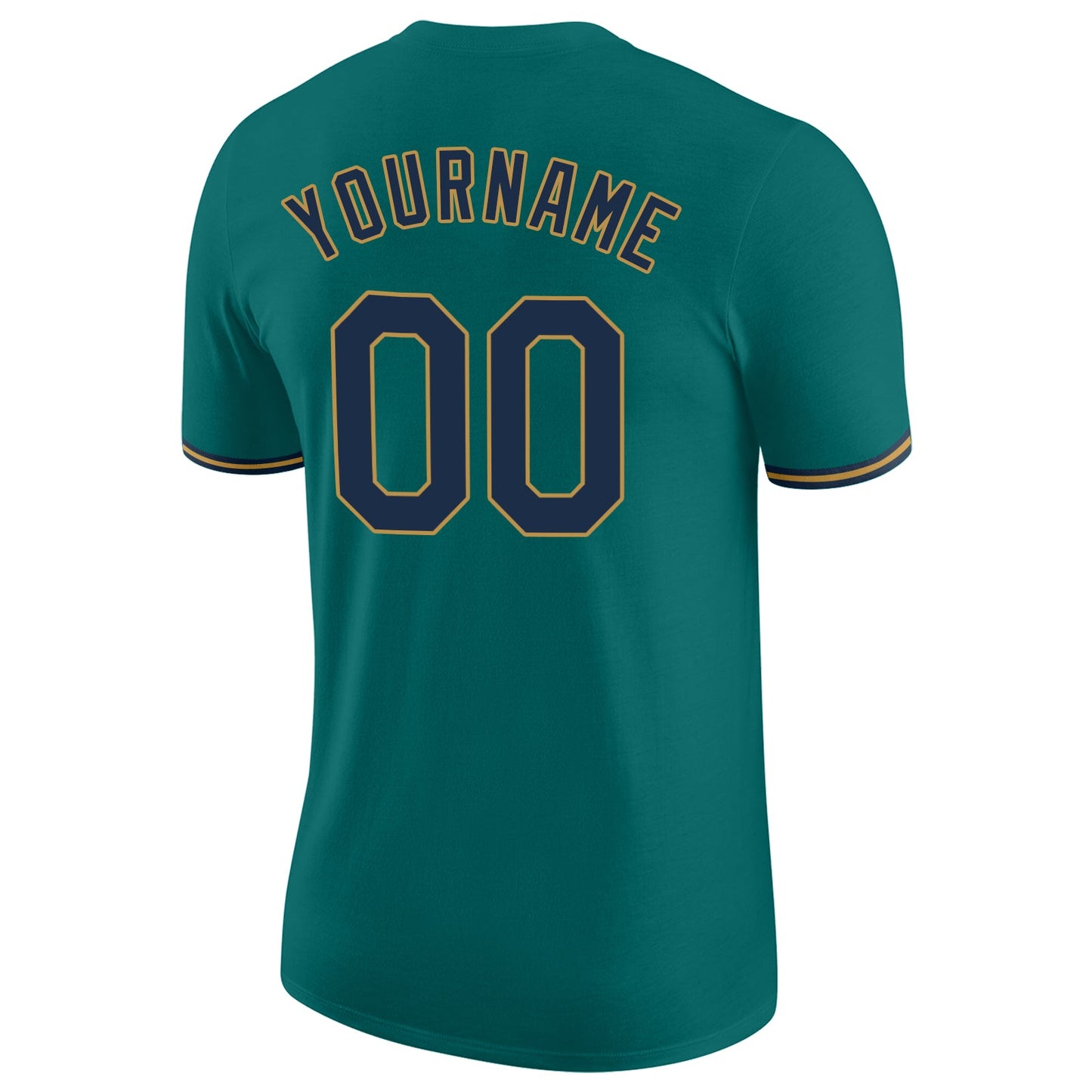 Custom Aqua Navy-Old Gold Performance T-Shirt view 6