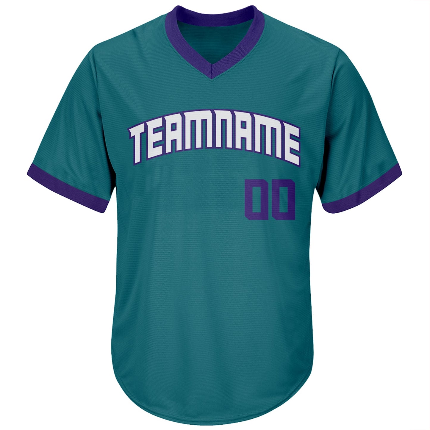Custom Aqua Purple-White Authentic Throwback Rib-Knit Baseball Jersey Shirt view 2