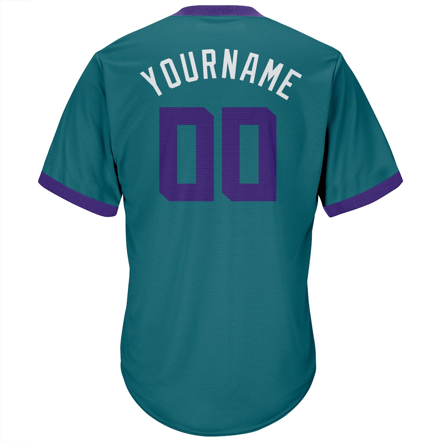 Custom Aqua Purple-White Authentic Throwback Rib-Knit Baseball Jersey Shirt view 3