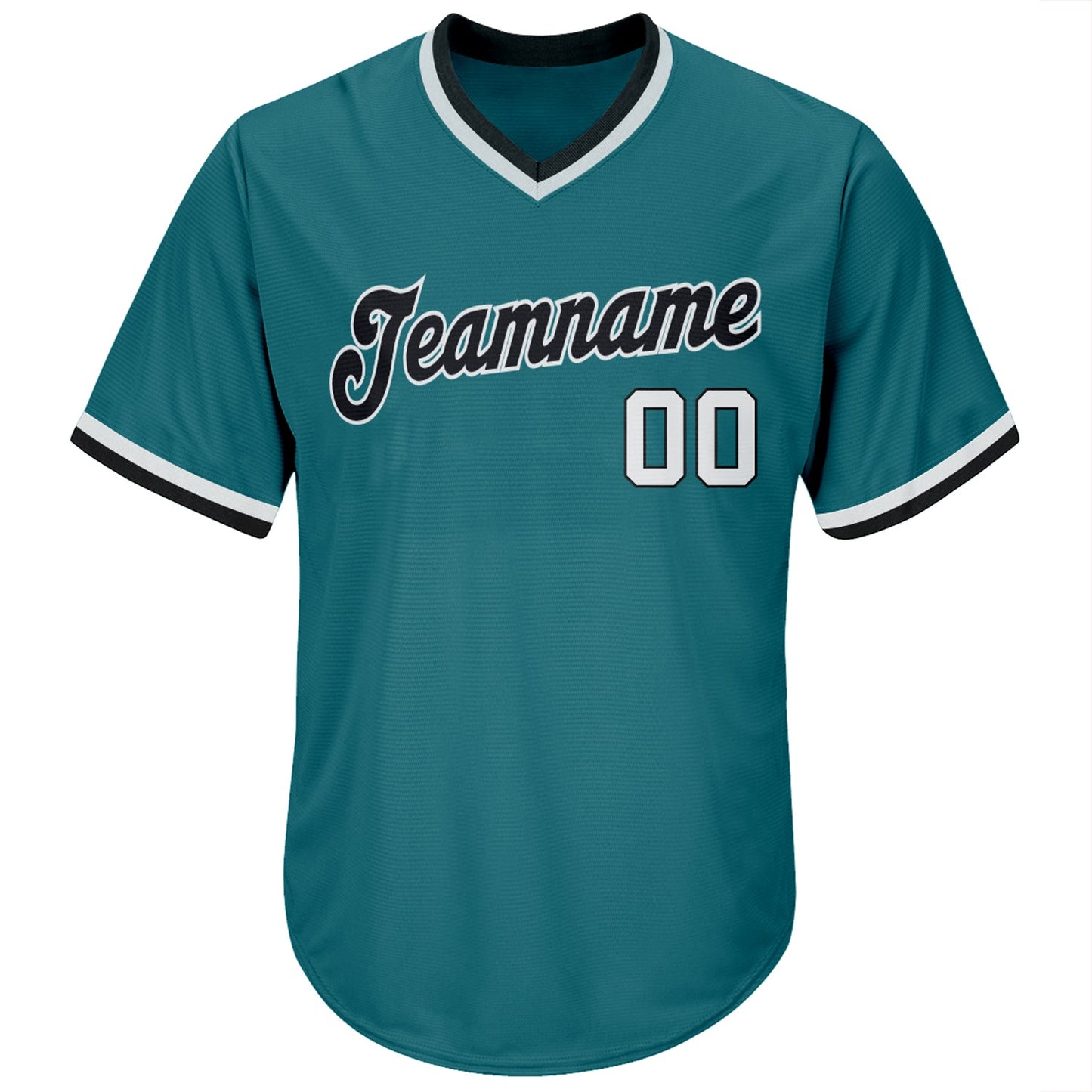 Custom Aqua White-Black Authentic Throwback Rib-Knit Baseball Jersey Shirt view 2