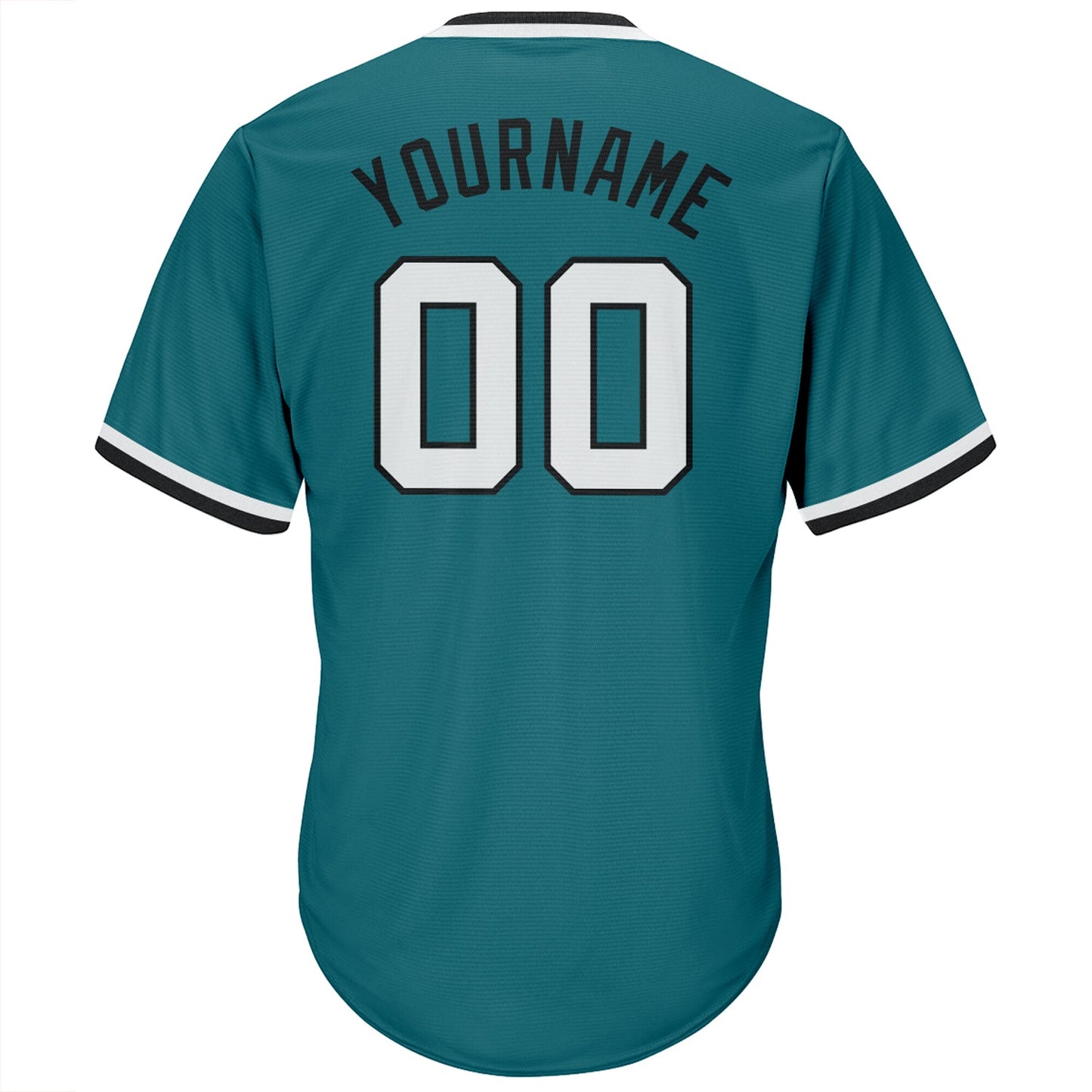 Custom Aqua White-Black Authentic Throwback Rib-Knit Baseball Jersey Shirt view 3