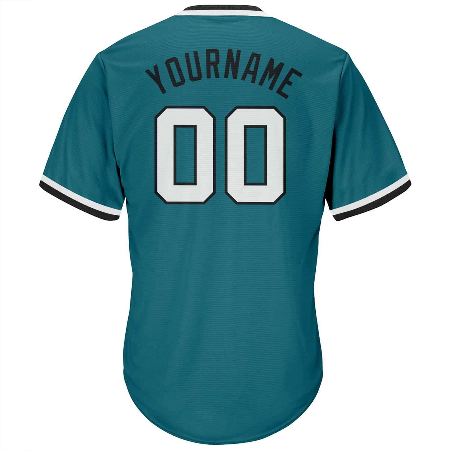 Custom Aqua White-Black Authentic Throwback Rib-Knit Baseball Jersey Shirt view 3