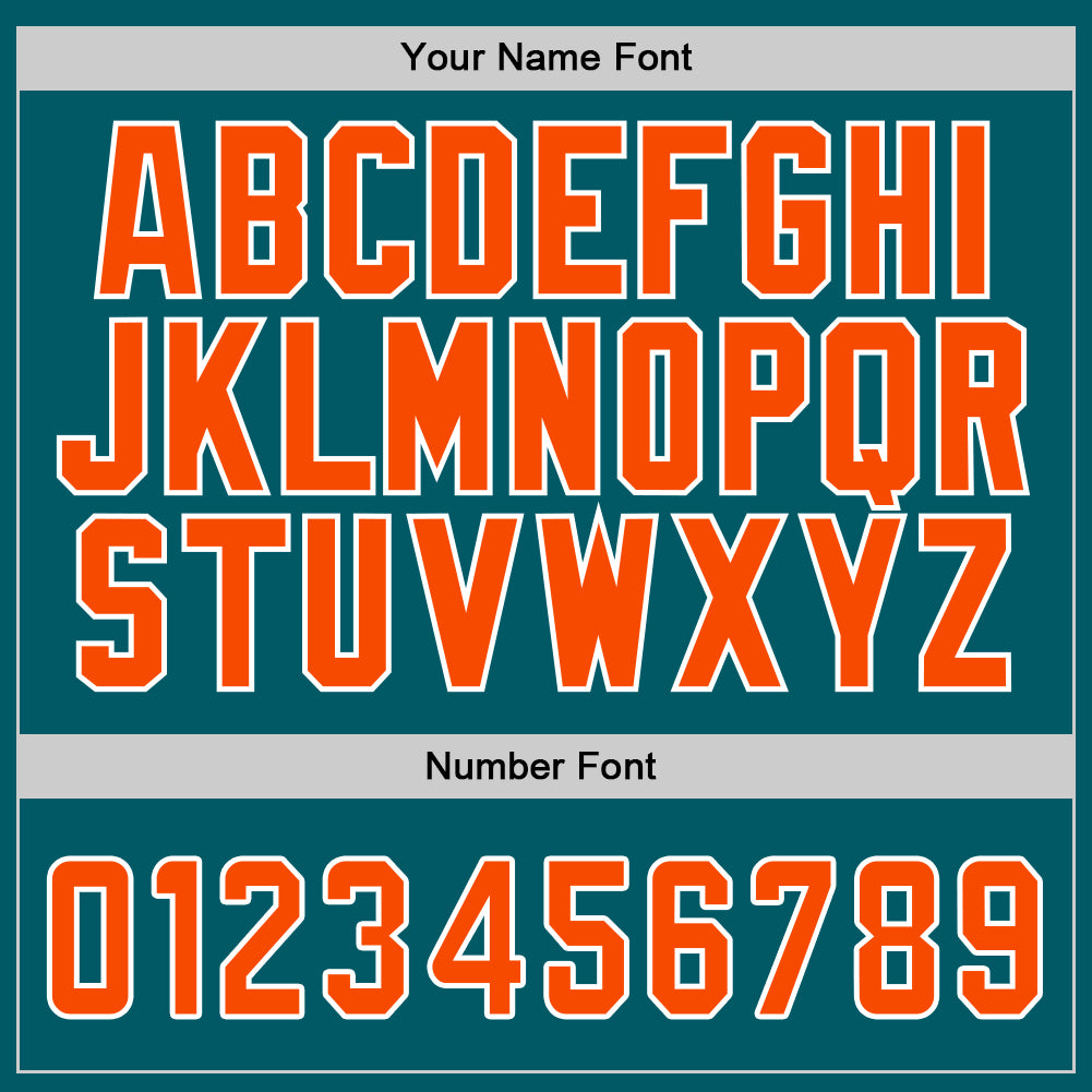 Custom Teal Orange-White Authentic Baseball Jersey view 5