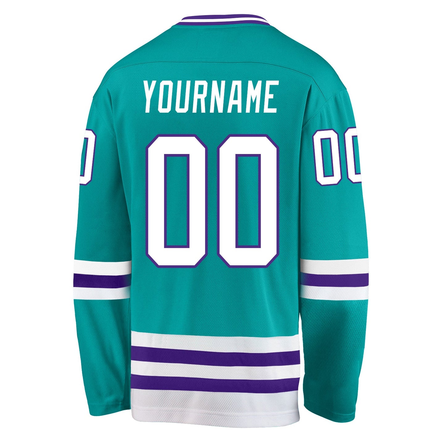 Custom Aqua White-Purple Hockey Jersey view 3