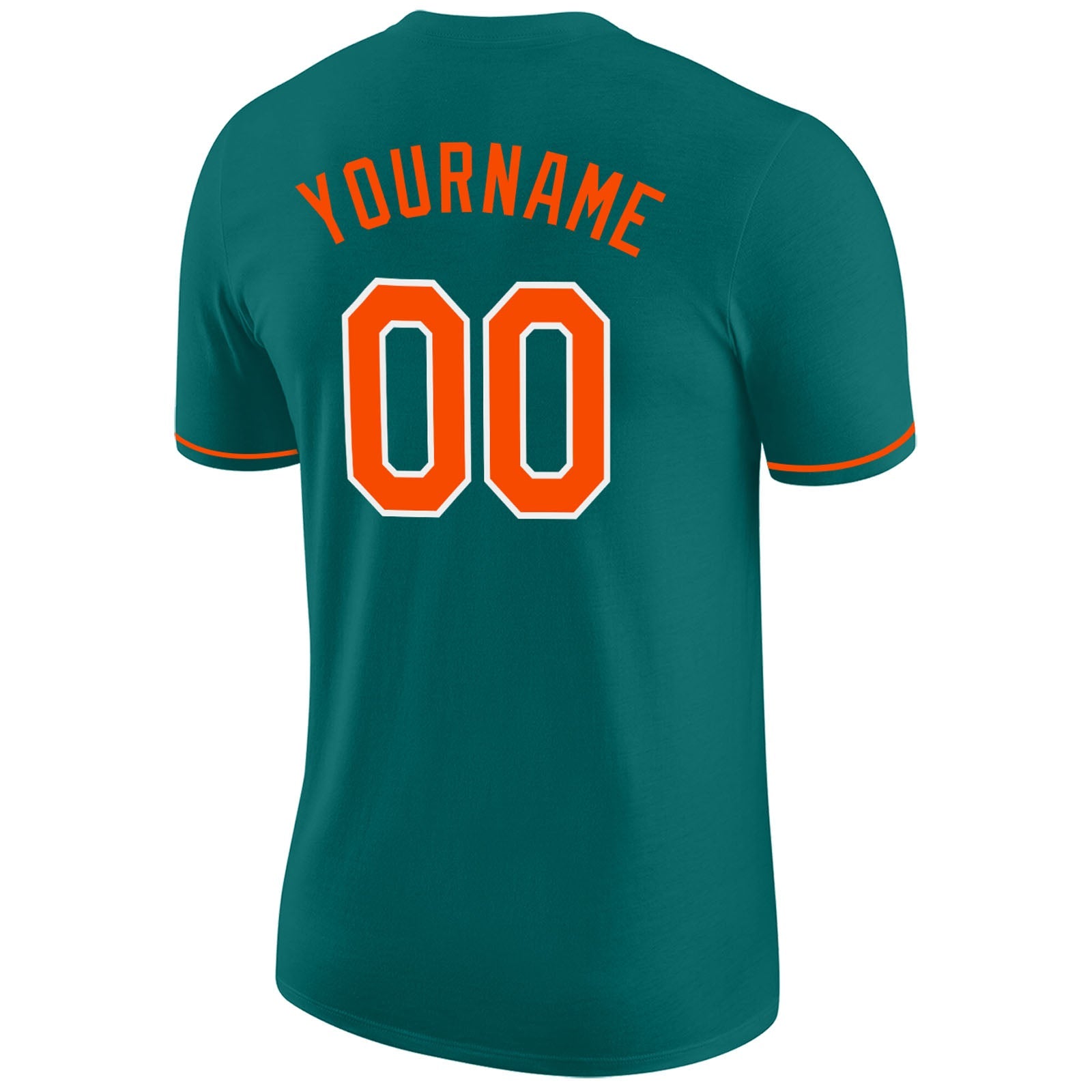 Custom Aqua Orange-White Performance T-Shirt view 6