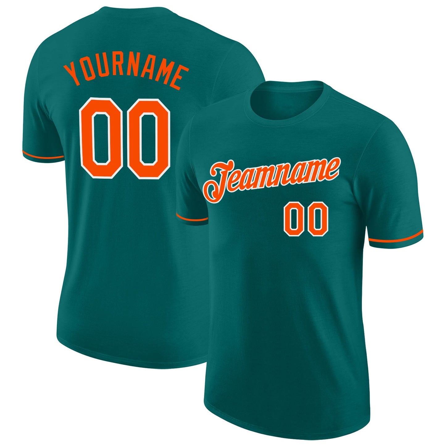 Custom Aqua Orange-White Performance T-Shirt - Main View