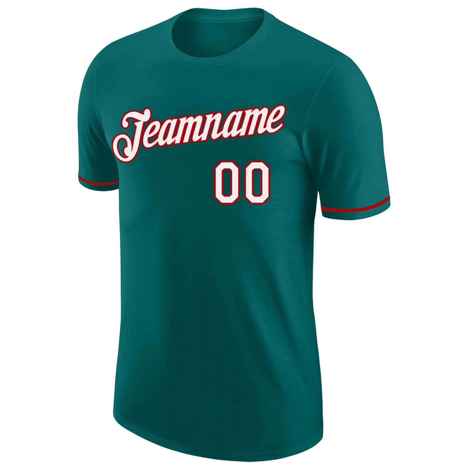 Custom Aqua White-Red Performance T-Shirt view 5