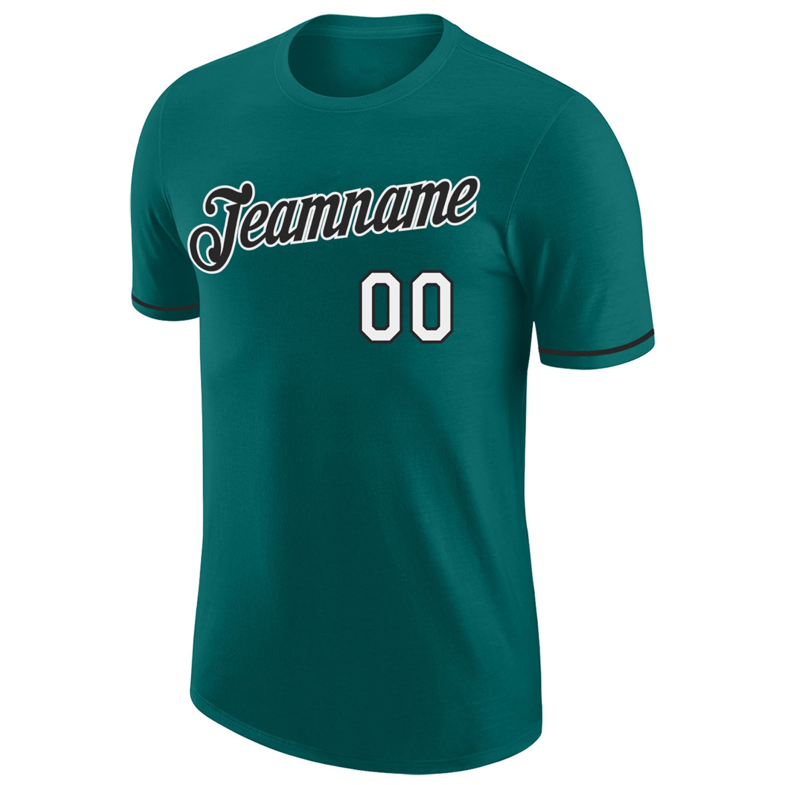 Custom Aqua White-Black Performance T-Shirt view 5
