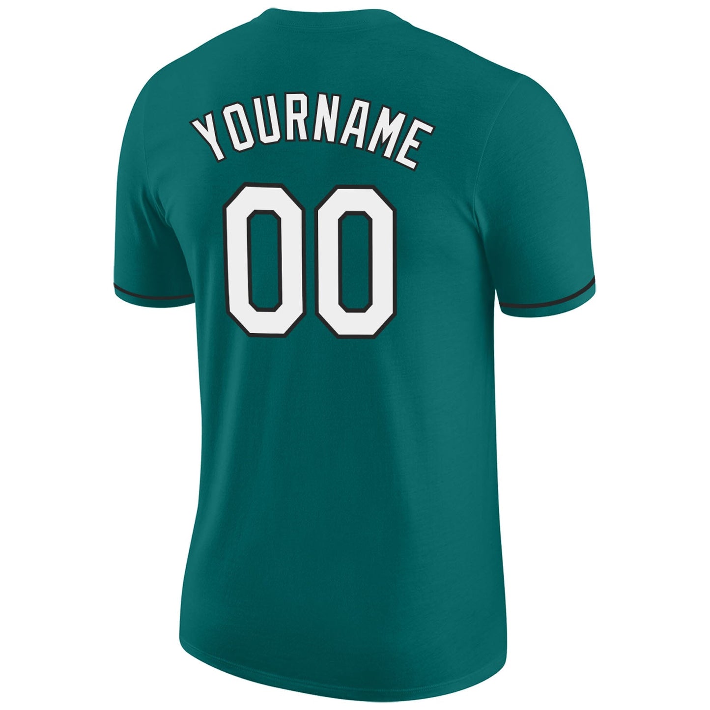 Custom Aqua White-Black Performance T-Shirt view 6