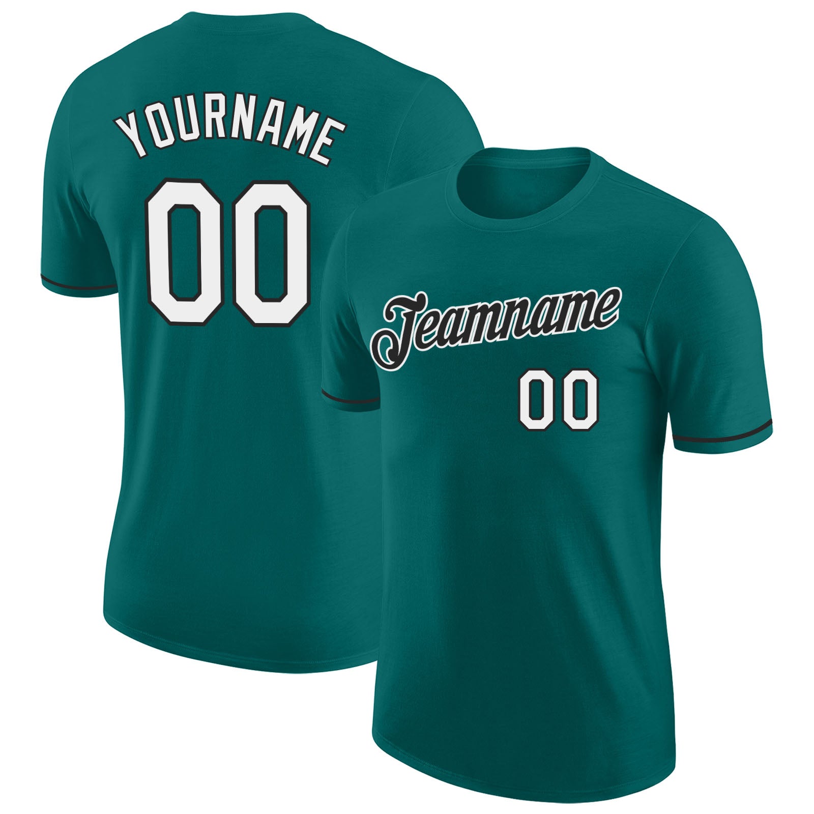 Custom Aqua White-Black Performance T-Shirt - Main View