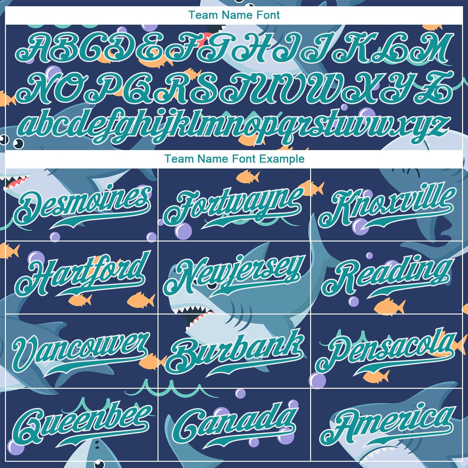 Custom Teal Teal-White 3D Pattern Design Sharks Authentic Baseball Jersey view 4