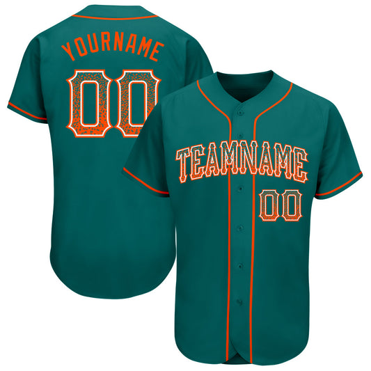 Custom Teal Orange-White Authentic Drift Fashion Baseball Jersey - Main View