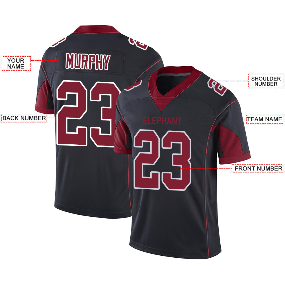 Custom A.Cardinal Men's American Color Rush Black Stitched Football Jerseys view 2