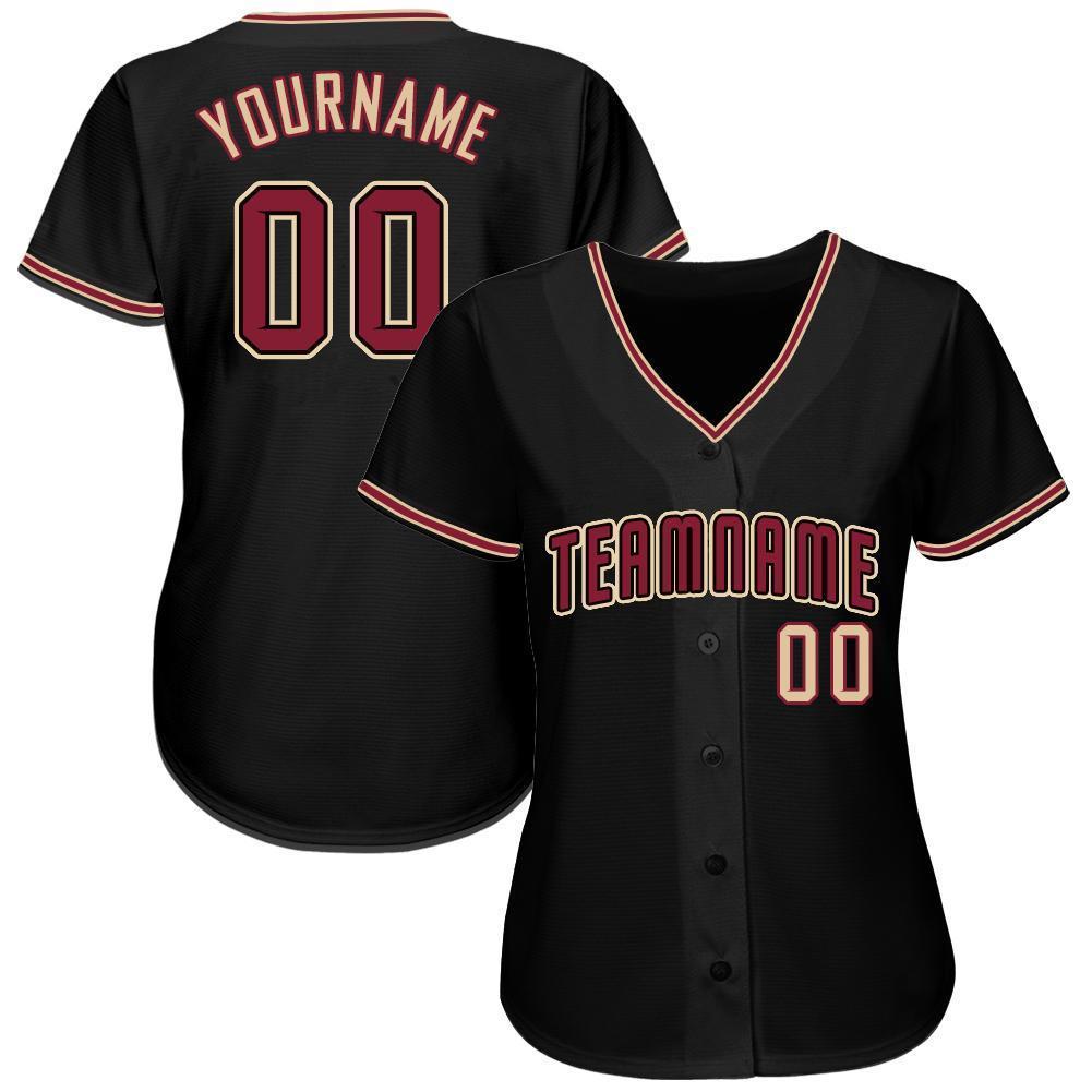 Custom Black Crimson-City Cream Baseball Jersey view 2
